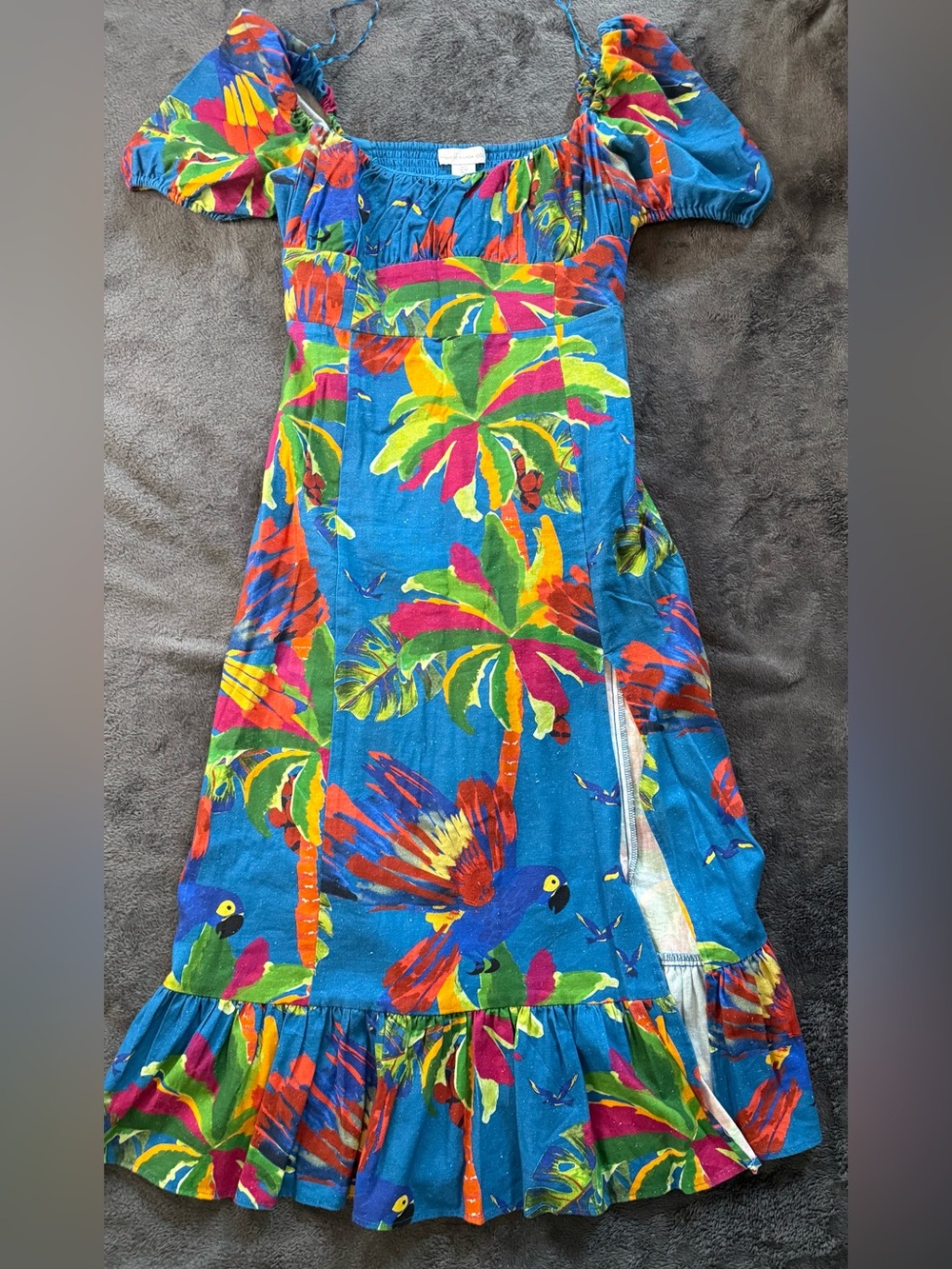 Vibrant Tropical Maxi Dress with Parrot Print